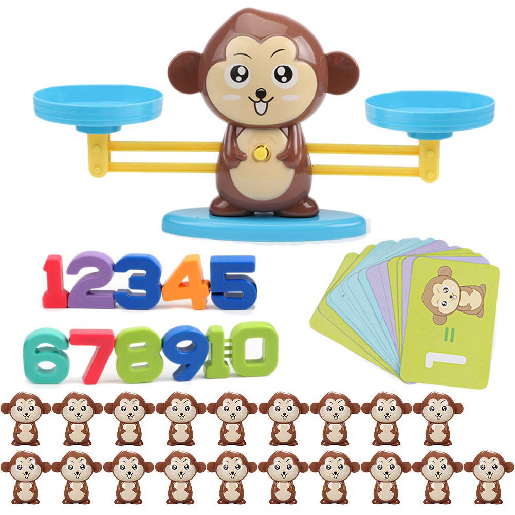 Queta Montessori Mathe Waage Spielzeug, Cartoon Tier Balance Skala Math Spielzeug Lernspielzeug mit