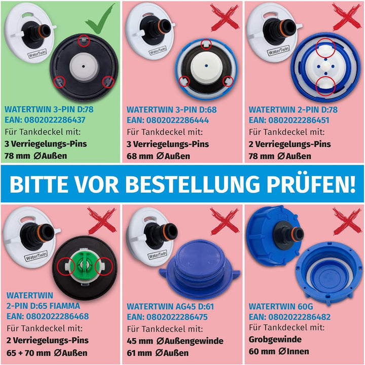 MaJoCompTec® CONNECT-30 Wohnmobil Wasser Tank Set| Caravan Einfüllstutzen Tankdeckel Zubehör (Anschl
