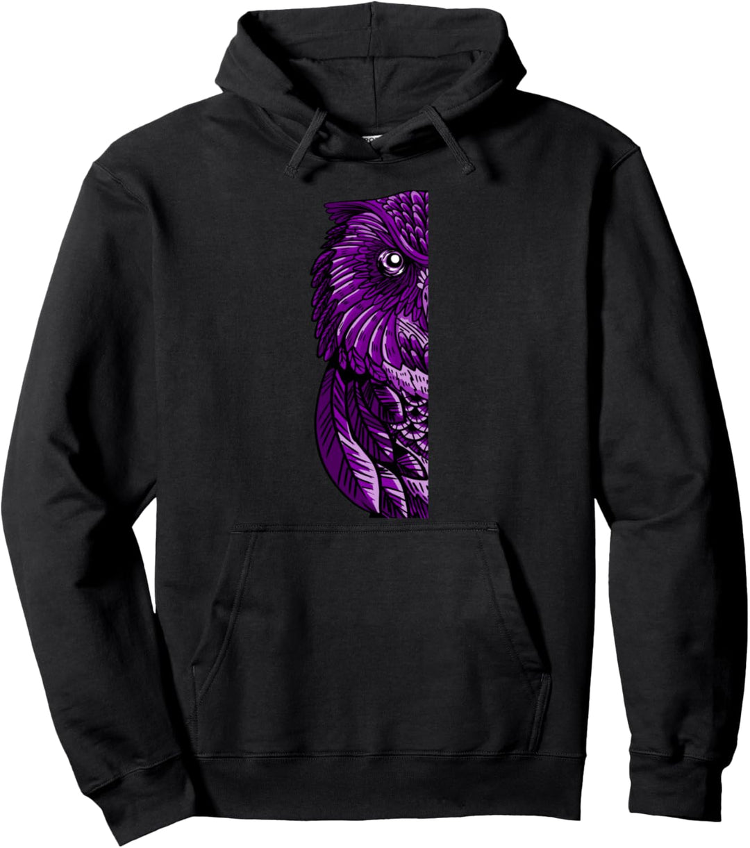 Purple Owl Cute Animal Nocturnal Ornithology Bird Lover Gift Pullover Hoodie
