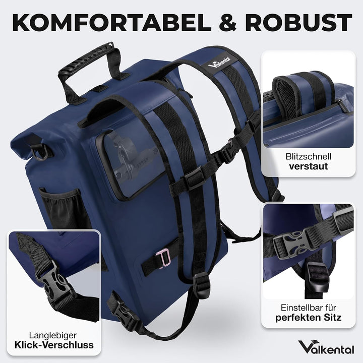 Valkental® 3in1 Fahrradtasche [Bis 25L] - Das Original - Geeignet als Gepäckträgertasche, Rucksack u