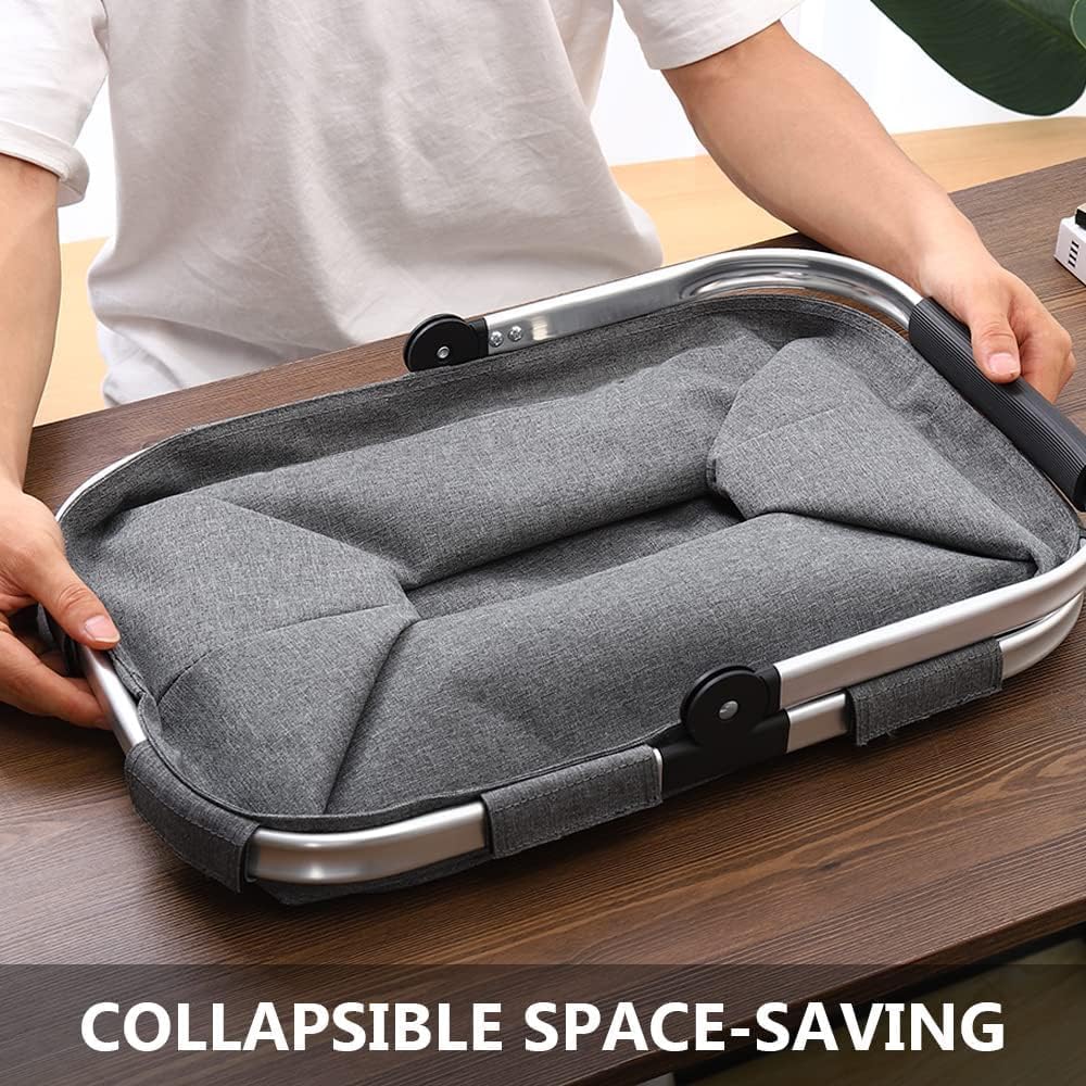 30L Einkaufskorb 2pcs Erschwinglich Picknickkorb Einkaufstasche Tragekorb mit Aluminiumgriff Faltbar