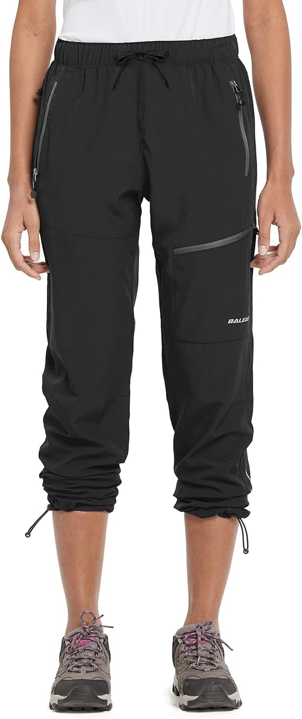 BALEAF Damen Outdoorhose Wanderhose Wasserdicht Schnelltrocknend Leicht Trekkinghose Capris UV Schut