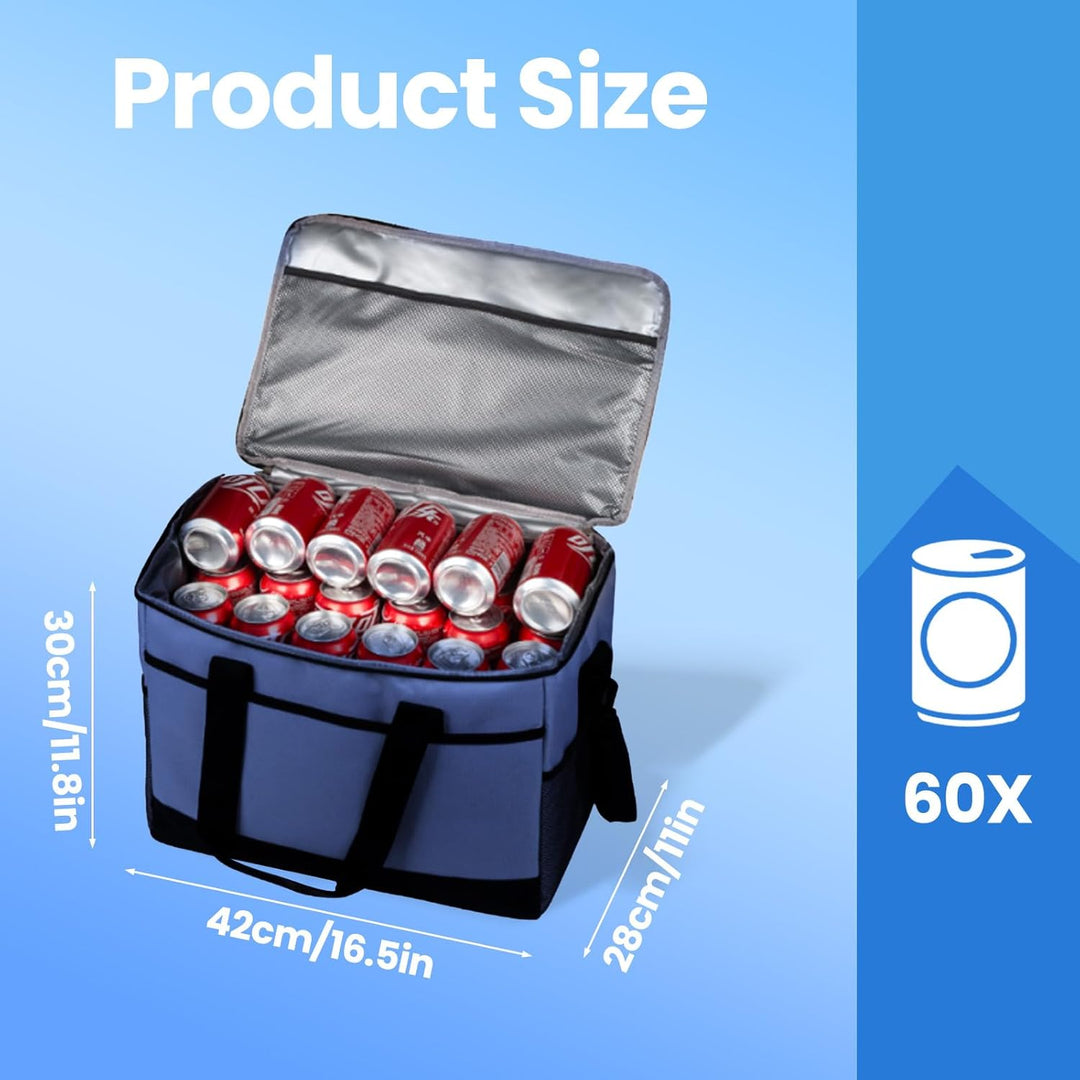 35L Gross Outdoor Kühltasche Faltbar, 60 Can Kühltasche Thermotasche Isoliertasche für Getränke &amp; Ge