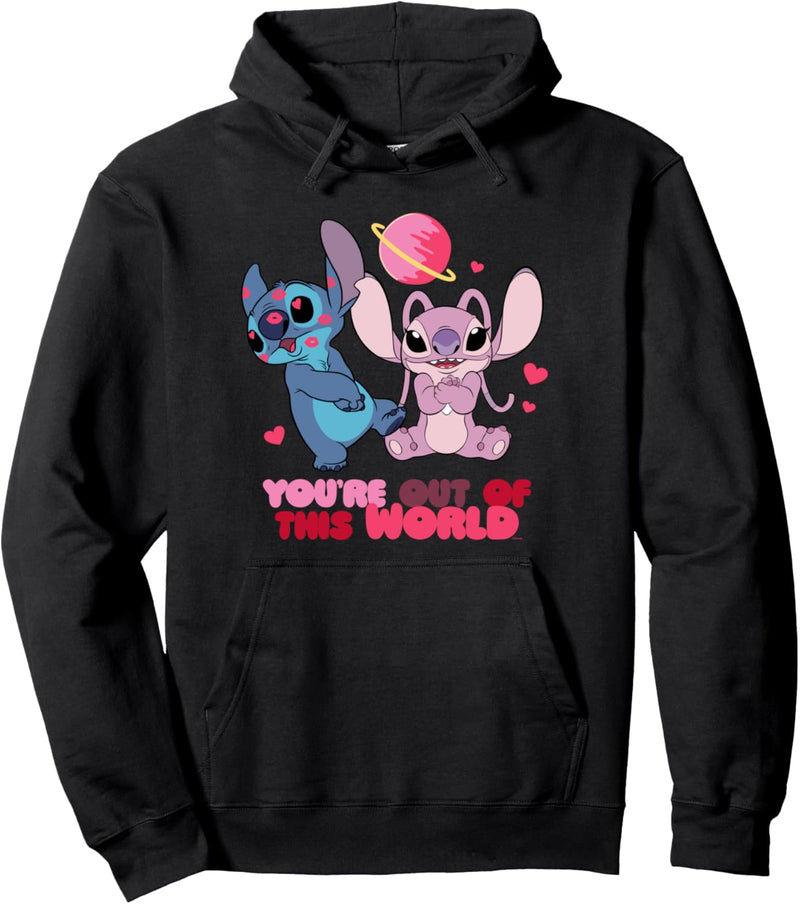 Disney Stitch & Angel You’re Out of This World Valentine’s Pullover Hoodie