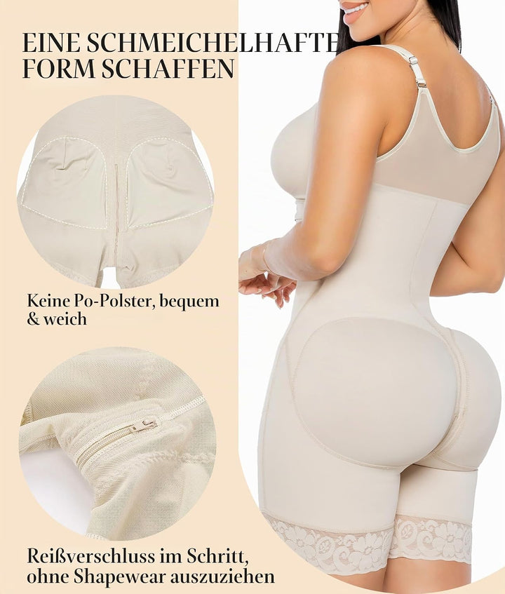 YIANNA Fajas Colombianas Shapewear Damen Body Bauchweg mit BH Shaper Stark Formend Miederbody Bodysu