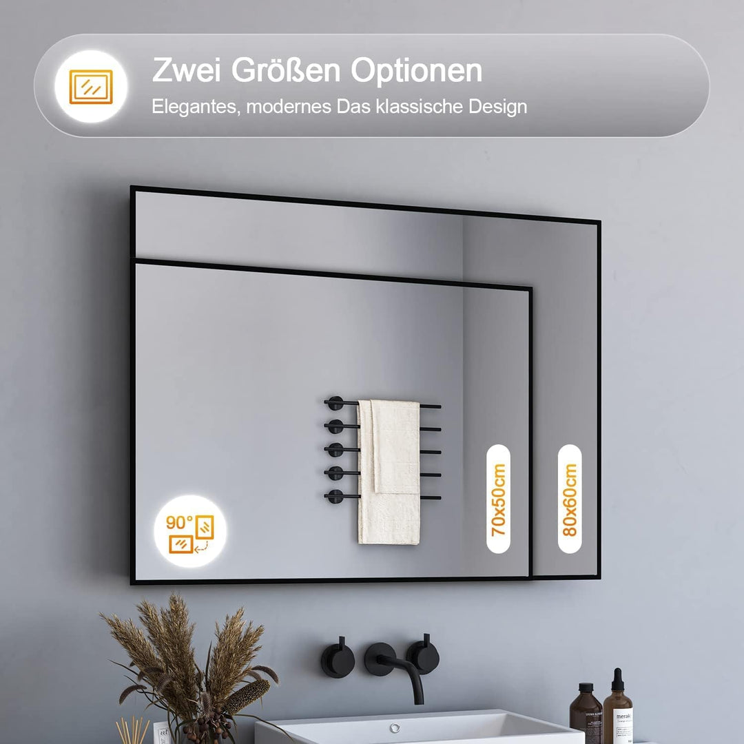 BD-Baode Grosser moderner Wandspiegel 80 x 60 cm Rechteckiger Wandspiegel horizontal oder vertikal a