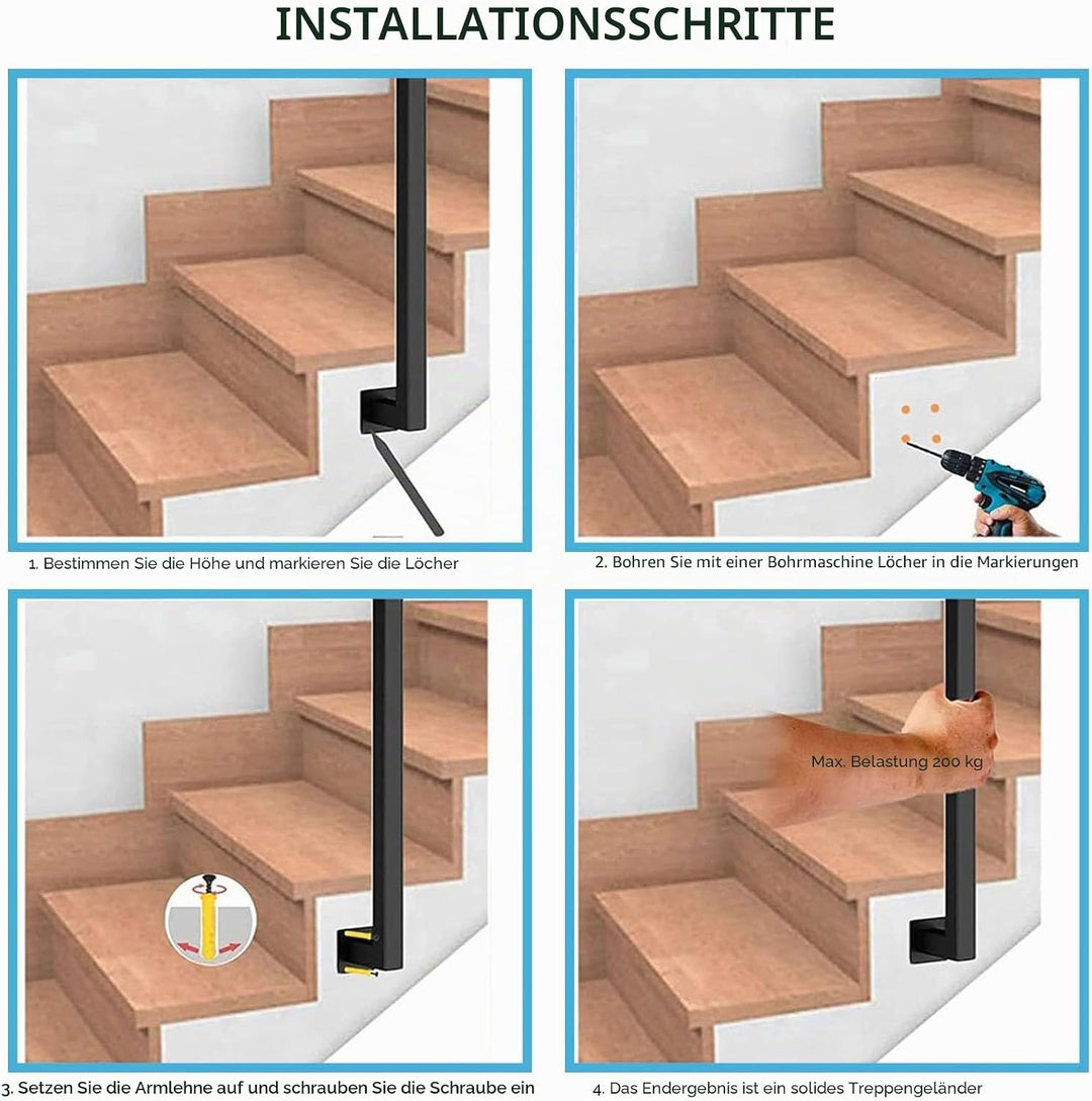 Treppengeländer Innen, U-FöRmige GeläNder Treppe, 35-110cm Handlauf Treppe,Metal GeläNder Drinnen/Ra
