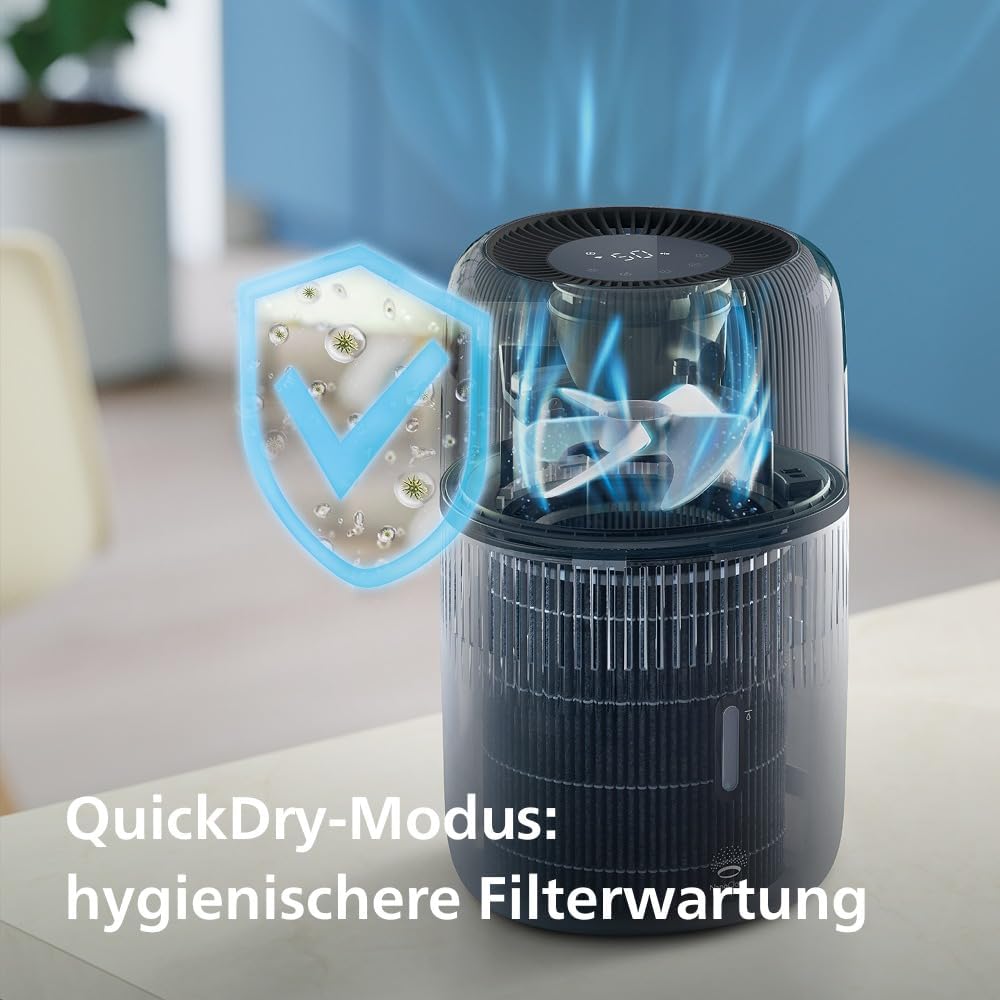 Philips 5000 Series Smart Verdunstungsbefeuchter für 45m², 12dB Ultra-leise, Schlafmodus, 99% wenige