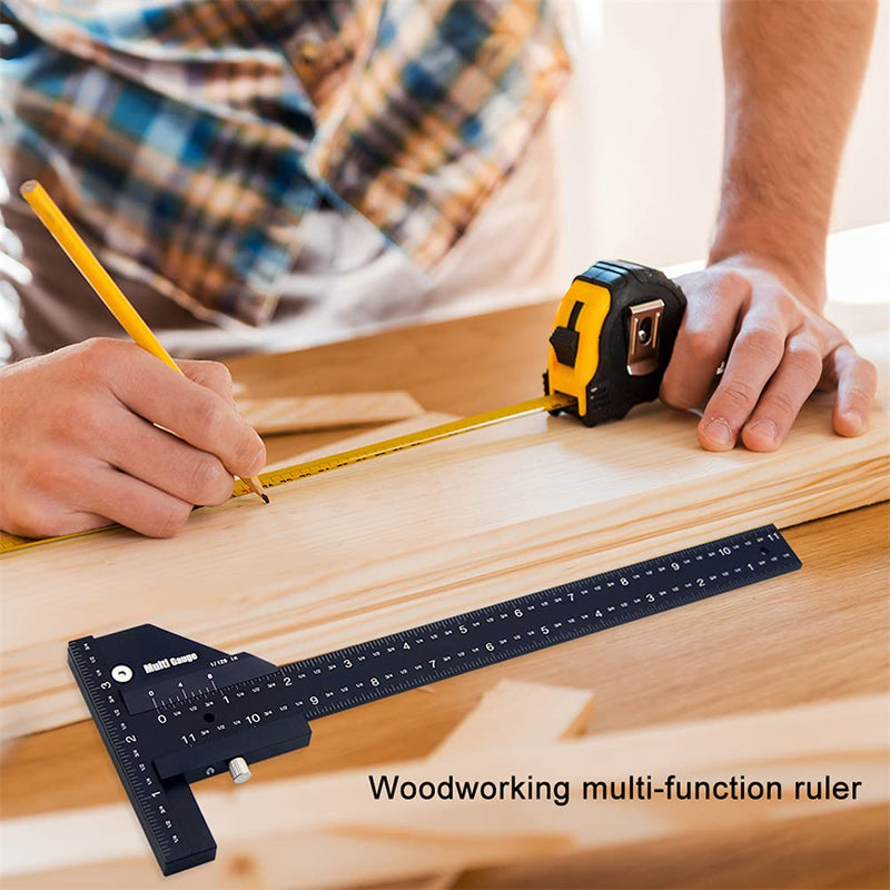 Multi-Schiebe-Tiefenmesser, Aluminiumlegierung, T-Quadrat-Lineal, Holzbearbeitungs-Anreisser, Messwe