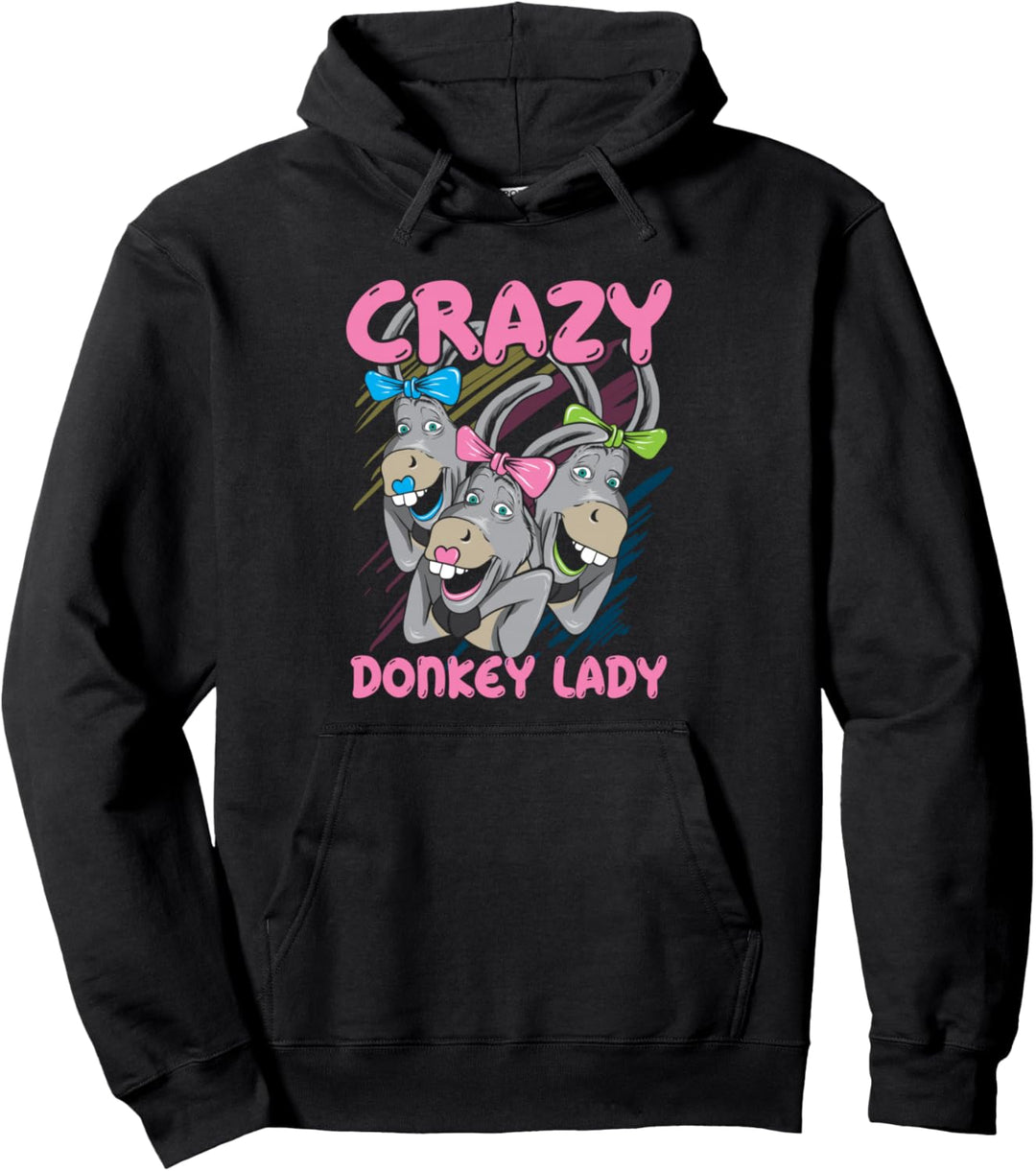 Crazy Donkey Lady Funny Esel Pullover Hoodie