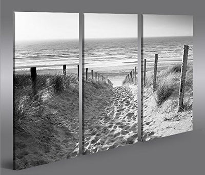 islandburner Bild Bilder auf Leinwand Weg zum Meer Schwarz/Weiss Nordseestrand 3p XXL Poster Leinwan