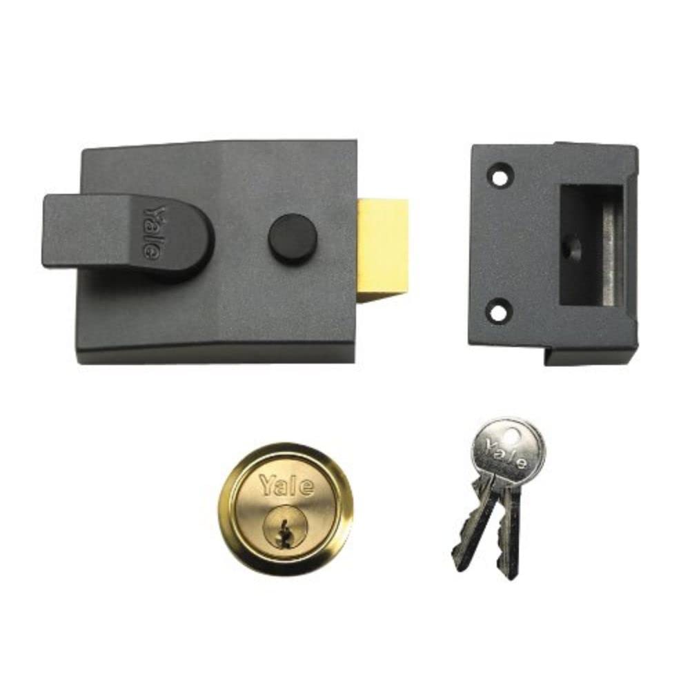 Yale Locks P88 Standard Nightlatch DMG Cylinder Grau Brass Cylinder 60mm Backset Visi Einzelbett, Gr