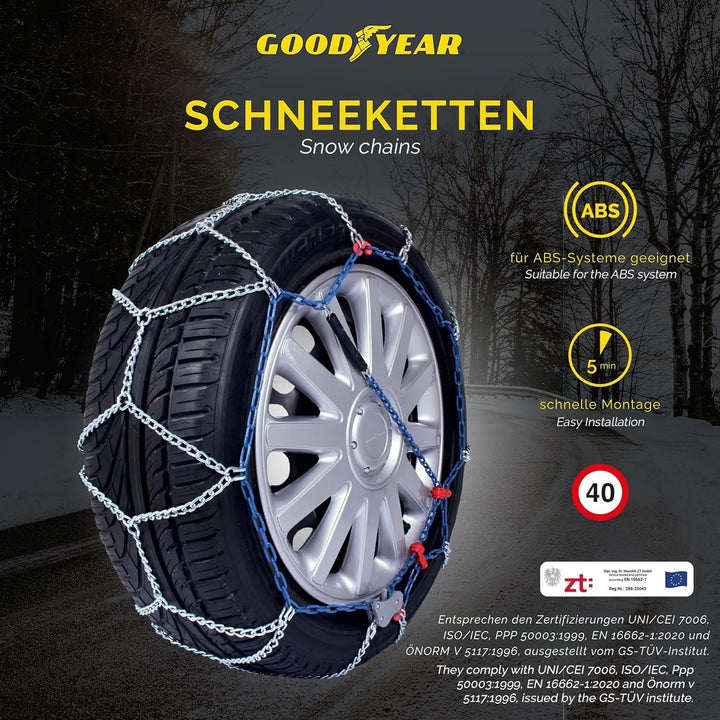 Goodyear 77956 Schneeketten 7 mm für auto, Grösse 110, Grösse 110