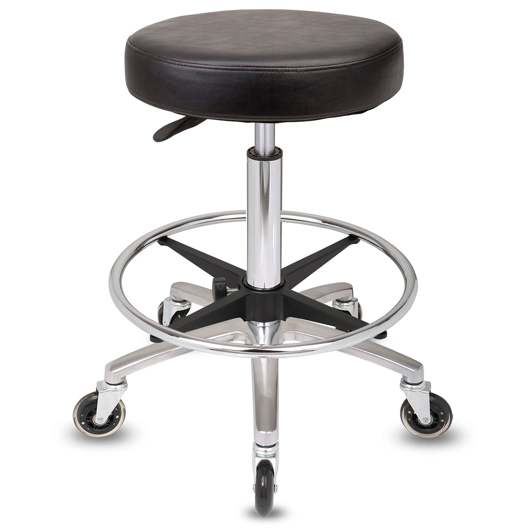 Staboos Rollhocker bis 160 kg - Premium Sitz rund und Fussstütze - Praxishocker mit Rollen und Fusss