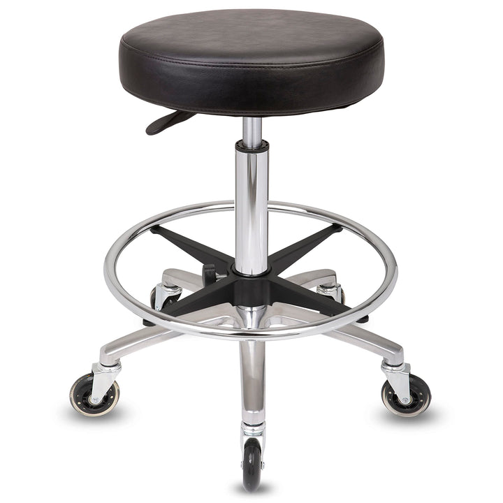 Staboos Rollhocker bis 160 kg - Premium Sitz rund und Fussstütze - Praxishocker mit Rollen und Fusss
