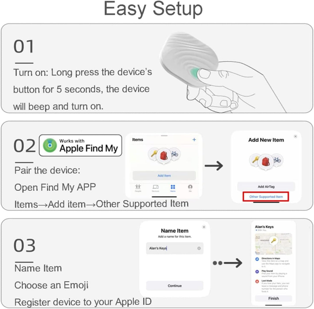 Air Tags Schlüsselfinder Smart Finder 4er Pack（IOS NUR）- Funktioniert mit Wo ist? - Schlüssel Finden