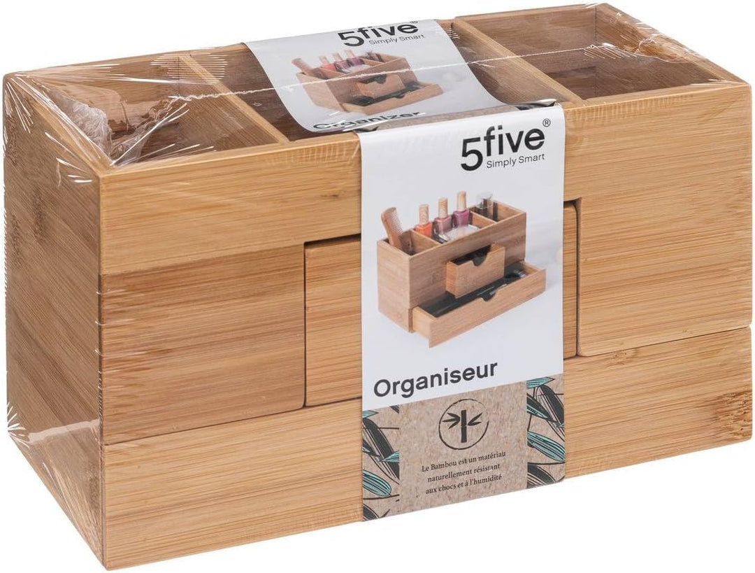 5 five simply smart 5five - organizer mit 2 schubladen und 3 fächern aus bambus