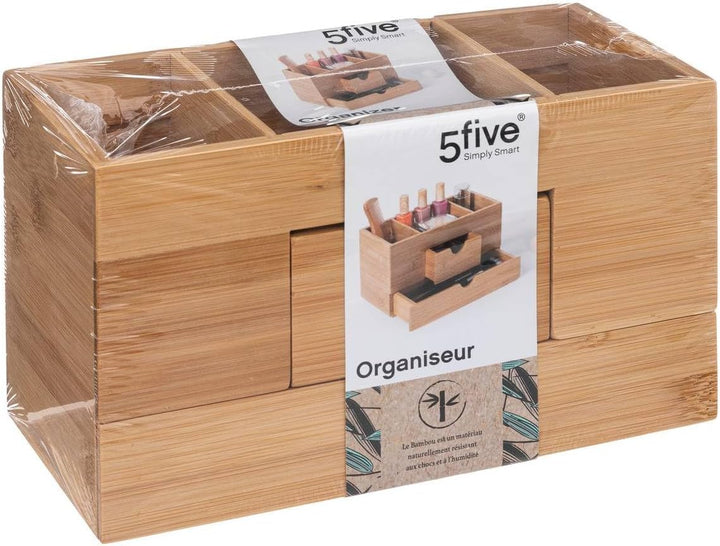 5 five simply smart 5five - organizer mit 2 schubladen und 3 fächern aus bambus
