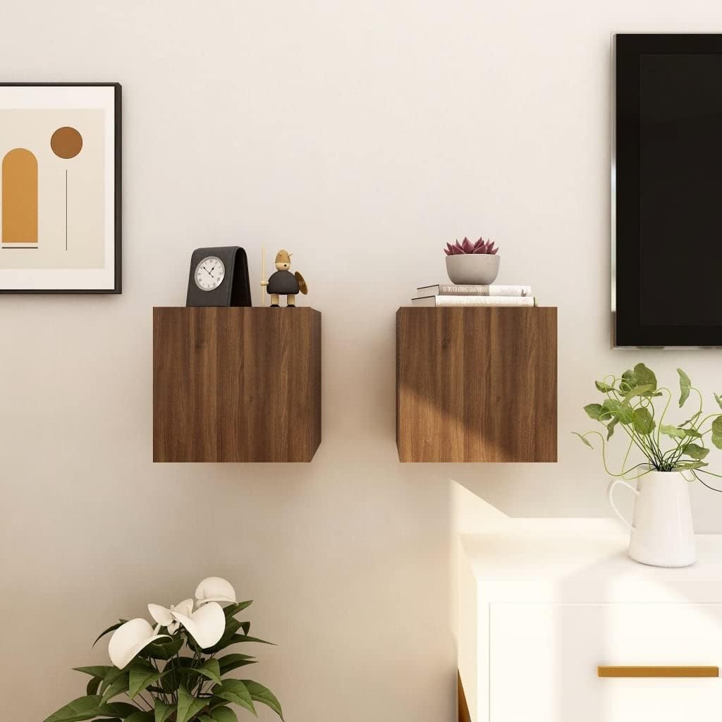 homiuse TV-Wandschrank 2 STK. Braun Eiche 30,5x30x30 cm HäNgende TV-Schrank Tv Schrank HäNgeschrank