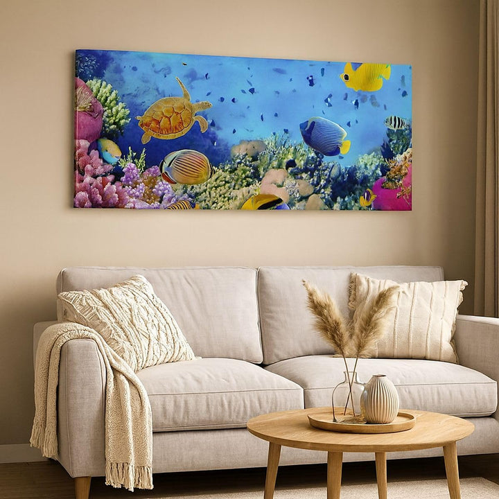 Wandbilder Dekoration Wohnzimmer Korallenriff Panorama Bilder auf Leinwand 120x50cm Leinwandbild mit