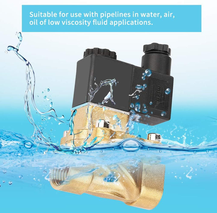 G 1/2" Magnetventil Stromlos geschlossen, Magnetventil DC 24 V Zwei Port Vorgesteuerte Luft Öl Wasse