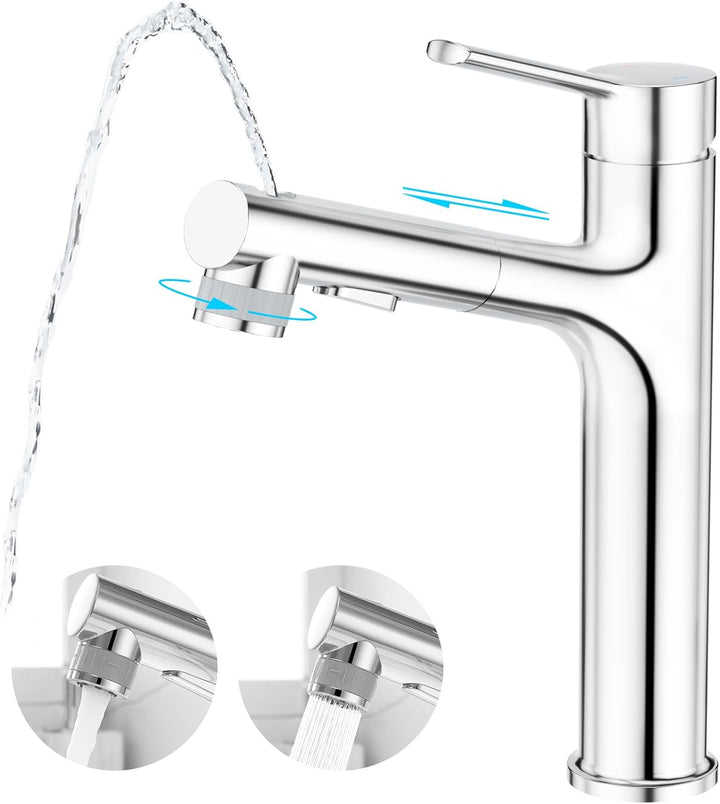 CREA Hoch Wasserhahn Bad Waschtisch Armatur Waschbecken, Einhebelmischer Badarmatur Waschtischarmatu