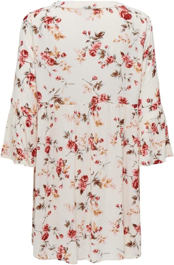 NAME IT Damen Onlvalencia Life 3/4 Tunic Wvn Noos 36 Creme Brûlée/Aop:flowers, 36 Creme Brûlée/Aop:f