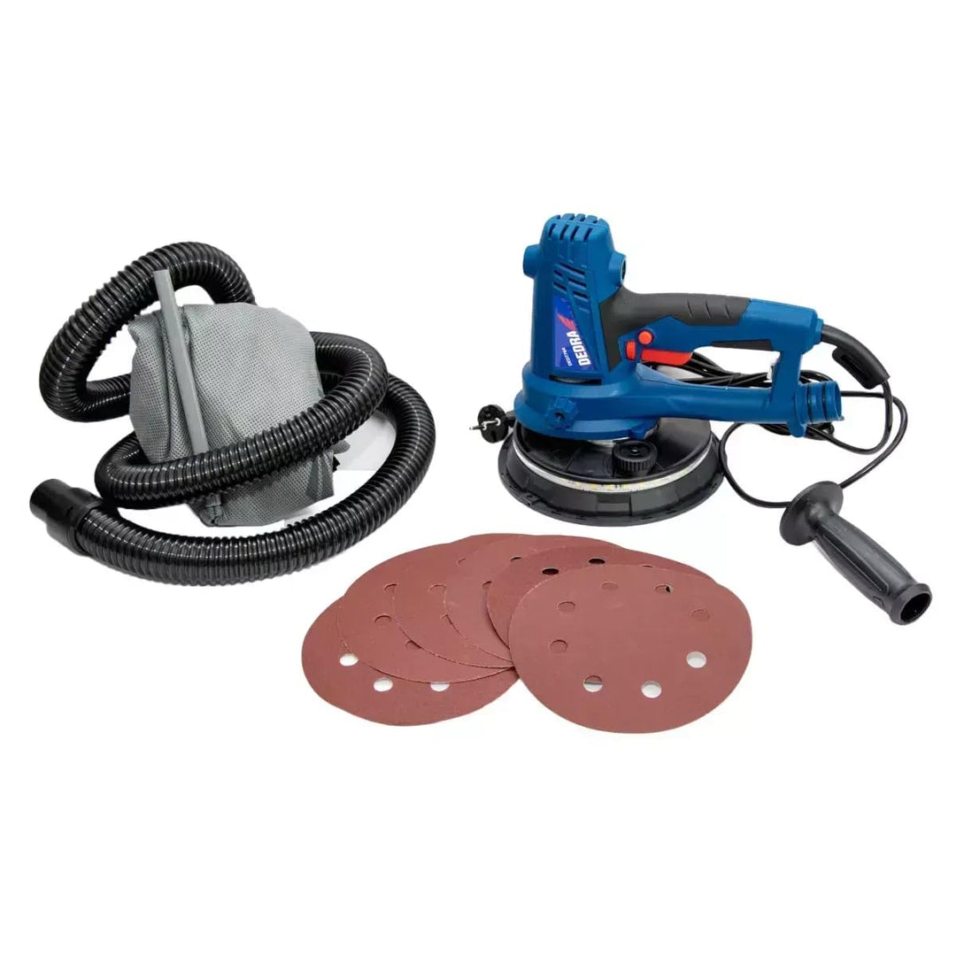 DEDRA Hand-Trockenbauschleifer mit LED licht, 750 W,1500-2700 U/Min 180 mm-Schleifteller, zur Gipsbe