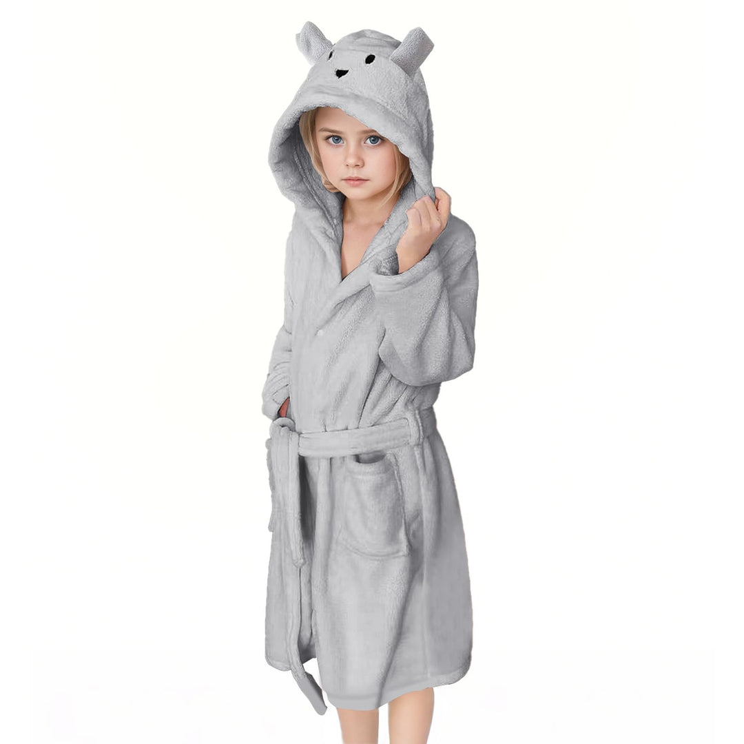 WYTbaby Bademantel Kinder mit Kapuze Unisex Weicher Fleece Kinderbademantel für Jungen Mädchen 2-14