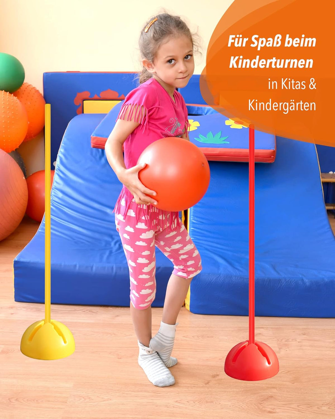 Kombi-X-Standfuss aus Kunststoff &amp; Slalomstange 100 cm – 4er Set – befüllbarer Standfuss – Stange fü