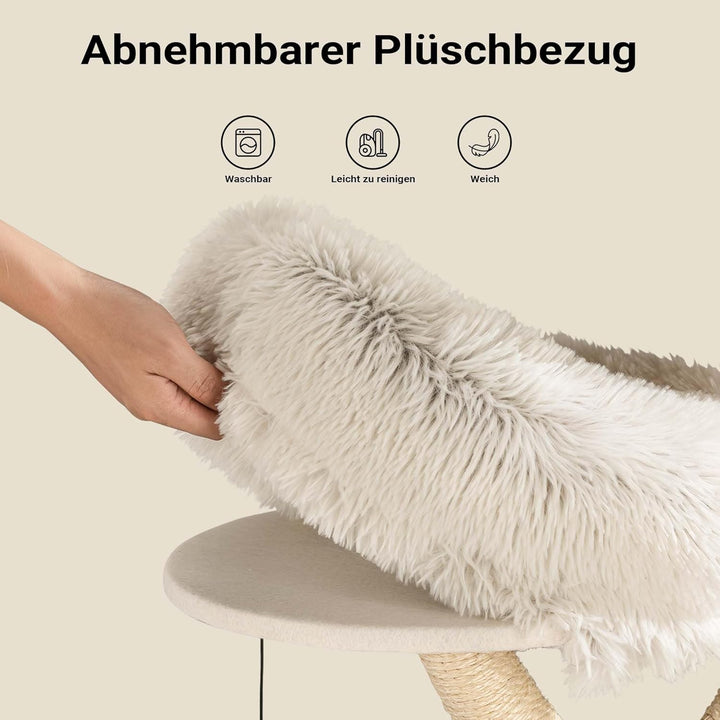 Fudajo Kratzbaum Zweigdesign mit Katzenhaus 95 cm, Designer Katzenkratzbaum mit Plüsch und Sisal, Ka
