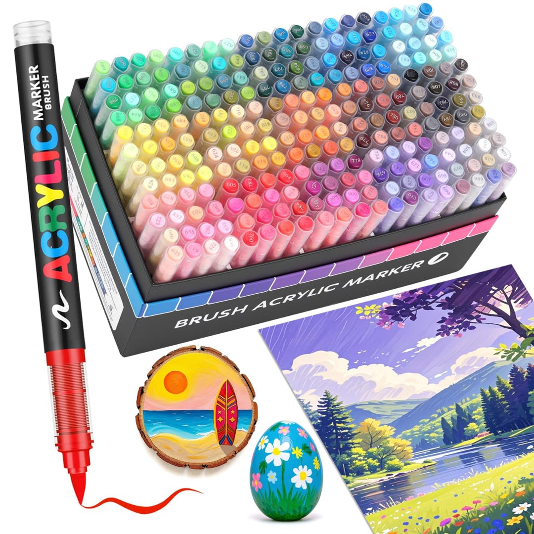 Guangna 240 Farben Acrylstifte Marker Set für Stoff, Leinwand, Glas, Holz und Papier, 240