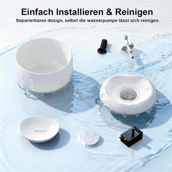 SIBAYS Trinkbrunnen für Katze - 3.5L Katzenbrunnen mit 25dB Ultraleise Pumpe &amp; LED-Fenster - Trinkbr
