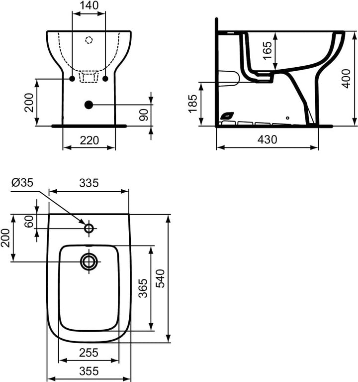 Ideal Standard - I. Life A Boden-Bidet Einlochmontage für Wanddateien - Weiss Universale wanddraht,