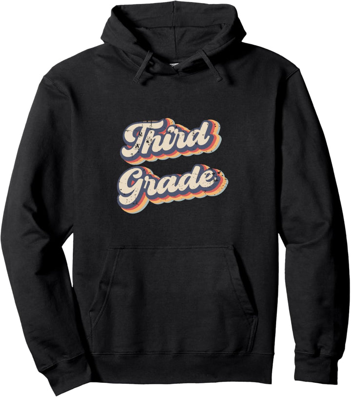 Third Grade School Teacher Pupil Vintage Rainbow Pullover Hoodie