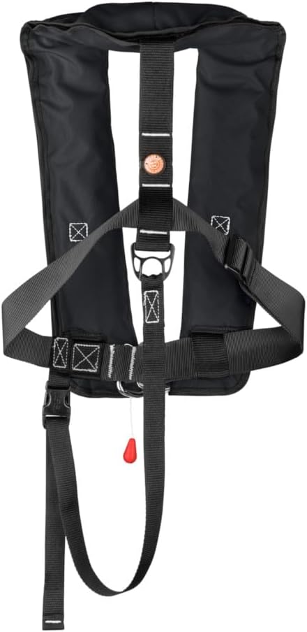 12skipper Automatik Rettungsweste ISO 300N mit Harness, Schwimmweste Schwarz, Schwarz