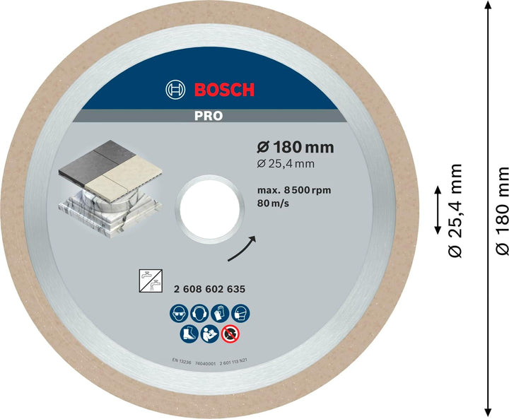 Bosch Accessories Bosch Professional Diamanttrennscheibe Best für Ceramic, 180 x 25,40 x 2,2 x 10 mm