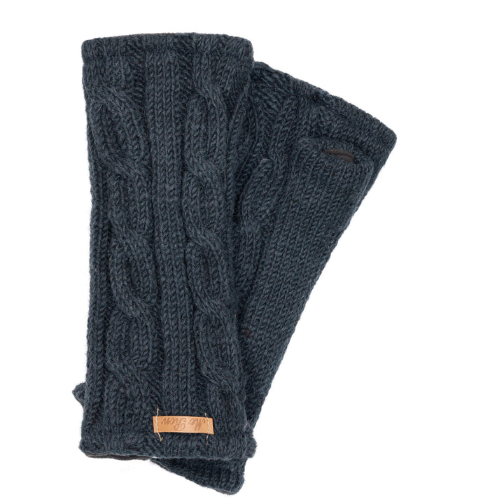 McRon Damen Gestrickte Pulswärmer Modell Emily schieferblau, schieferblau