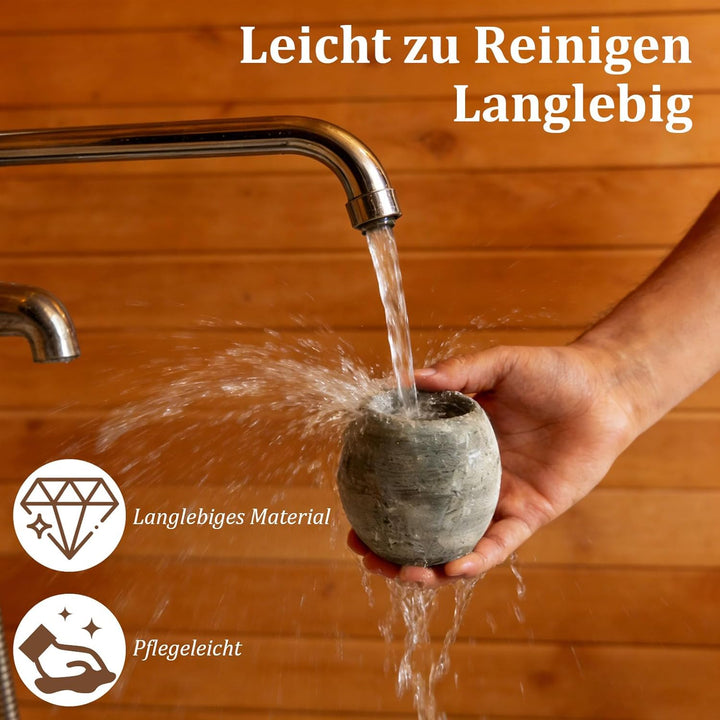 Sauna Verdampferschale aus robustem Granit, Emittiert bei Erwärmung für Mentholkristalle und Saunaöl
