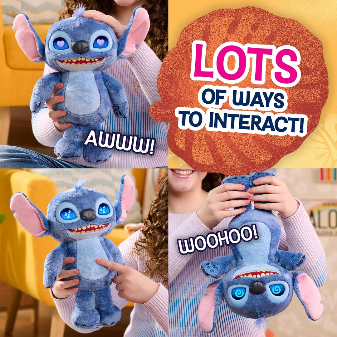 Just Play Disney Stitch Many Moods 34,3 cm grosses interaktives Plüschtier, 50+ Soundeffekte und Spr