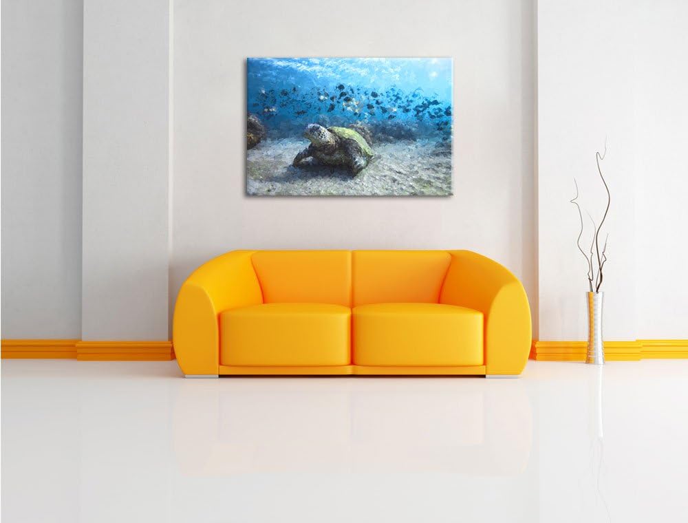 Pixxprint Schildkröten als Leinwandbild/Grösse: 100x70 cm/Wandbild/Kunstdruck/fertig bespannt, 100x7