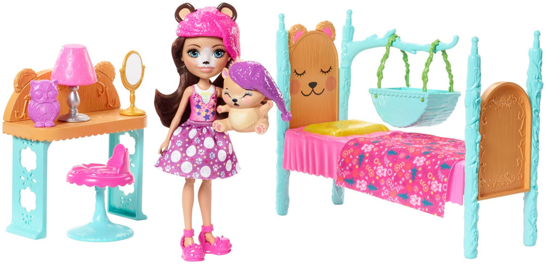 Mattel Enchantimals FRH46 Bren Bear und Snore Schlafzimmer