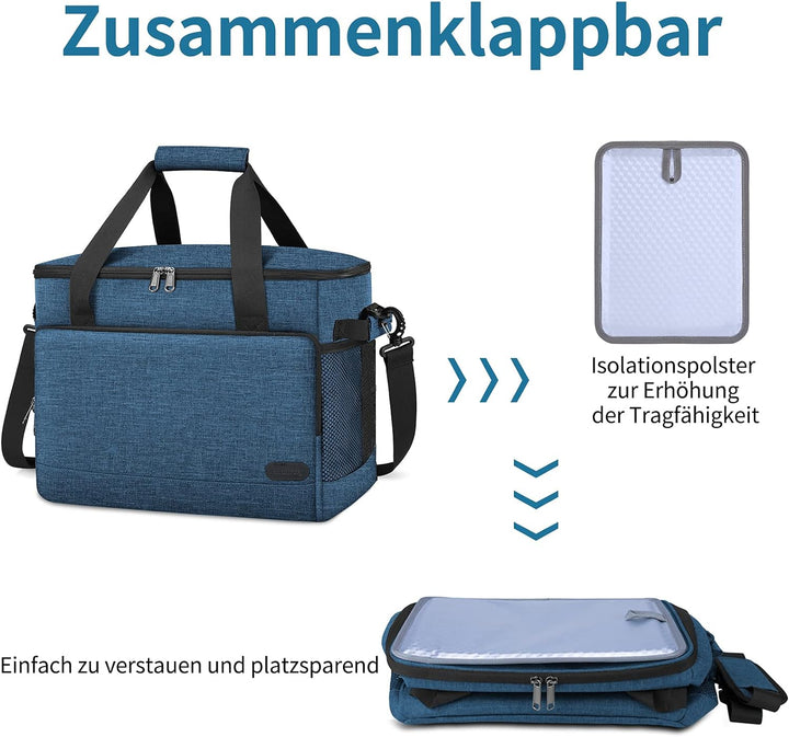 Lubardy 15L Kühltasche Klein 30L Kühltasche Gross Faltbar Kühlkorb Thermotasche Wasserdicht Kühlbox