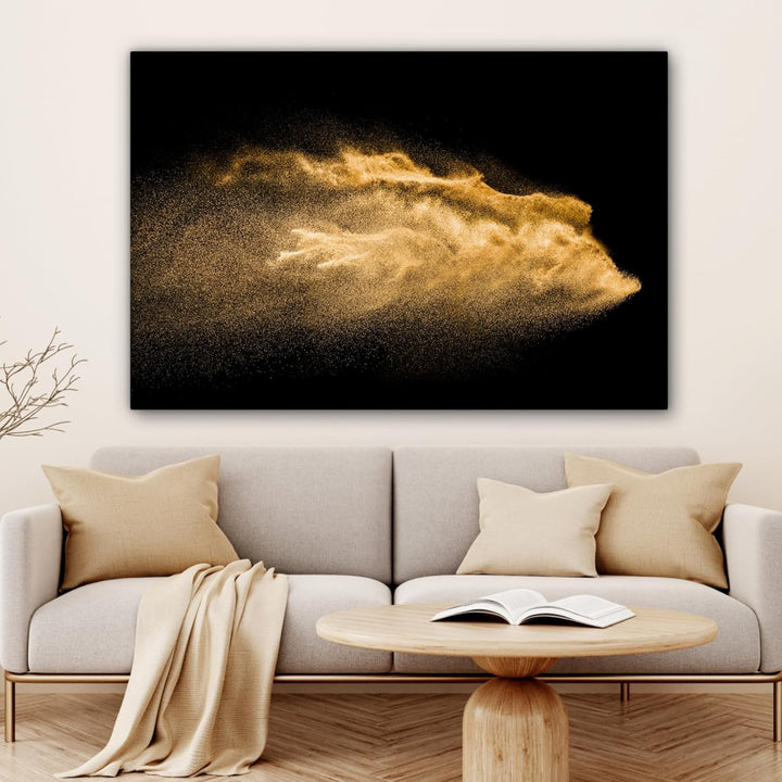 MuchoWow© Bilder Gross 120x80 cm XXL Wohnzimmer Goldene Deko Modern Wandbild Foto auf Leinwand Bild