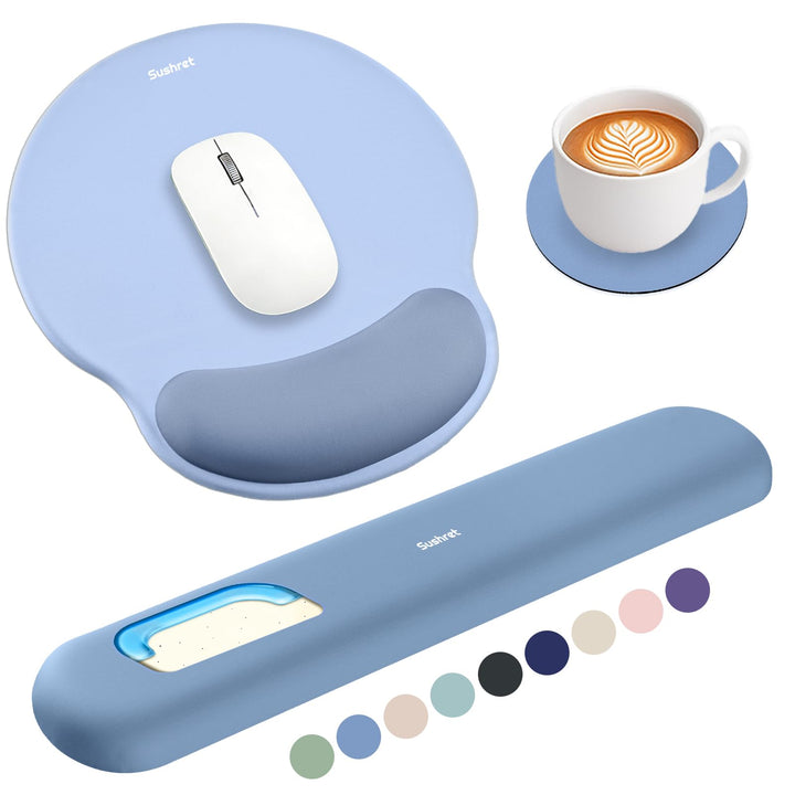 Sushret Mauspad & Tastatur Handballenauflage, 3-in-1 Ergonomisches Gel Memory Foam Handballenauflage