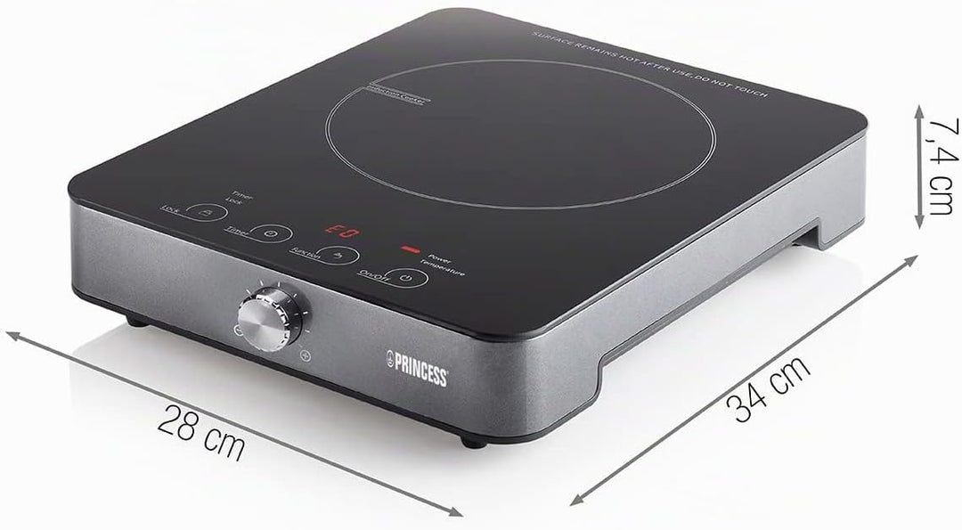 Princess Induktionskochplatte mit Touch-Bedienfeld, Digitales LED-Display, 1800 W Leistung, von 60De