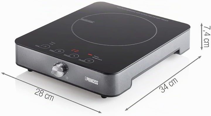 Princess Induktionskochplatte mit Touch-Bedienfeld, Digitales LED-Display, 1800 W Leistung, von 60De