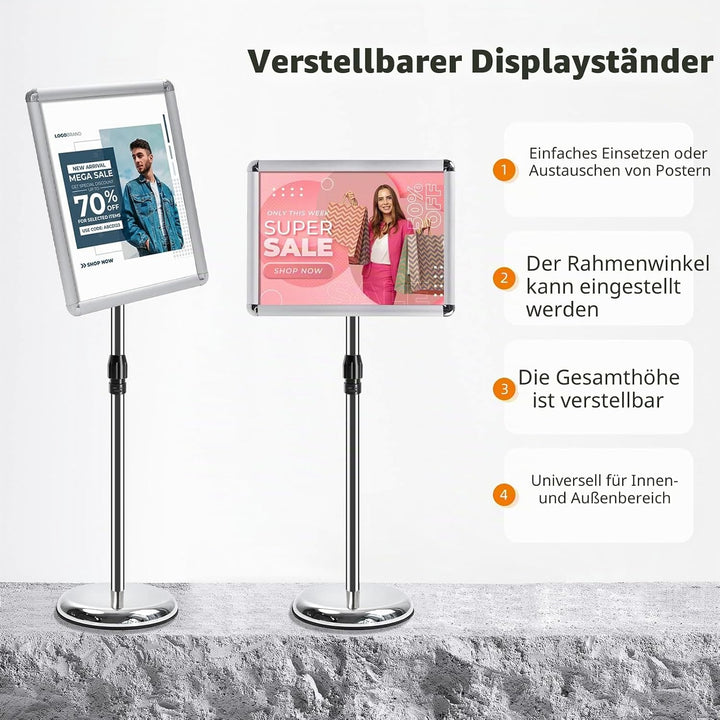 VAIIGO A3 Infoständer Höhenverstellbar Aluminium DIN A3 Plakatständer Informationsständer Präsentati
