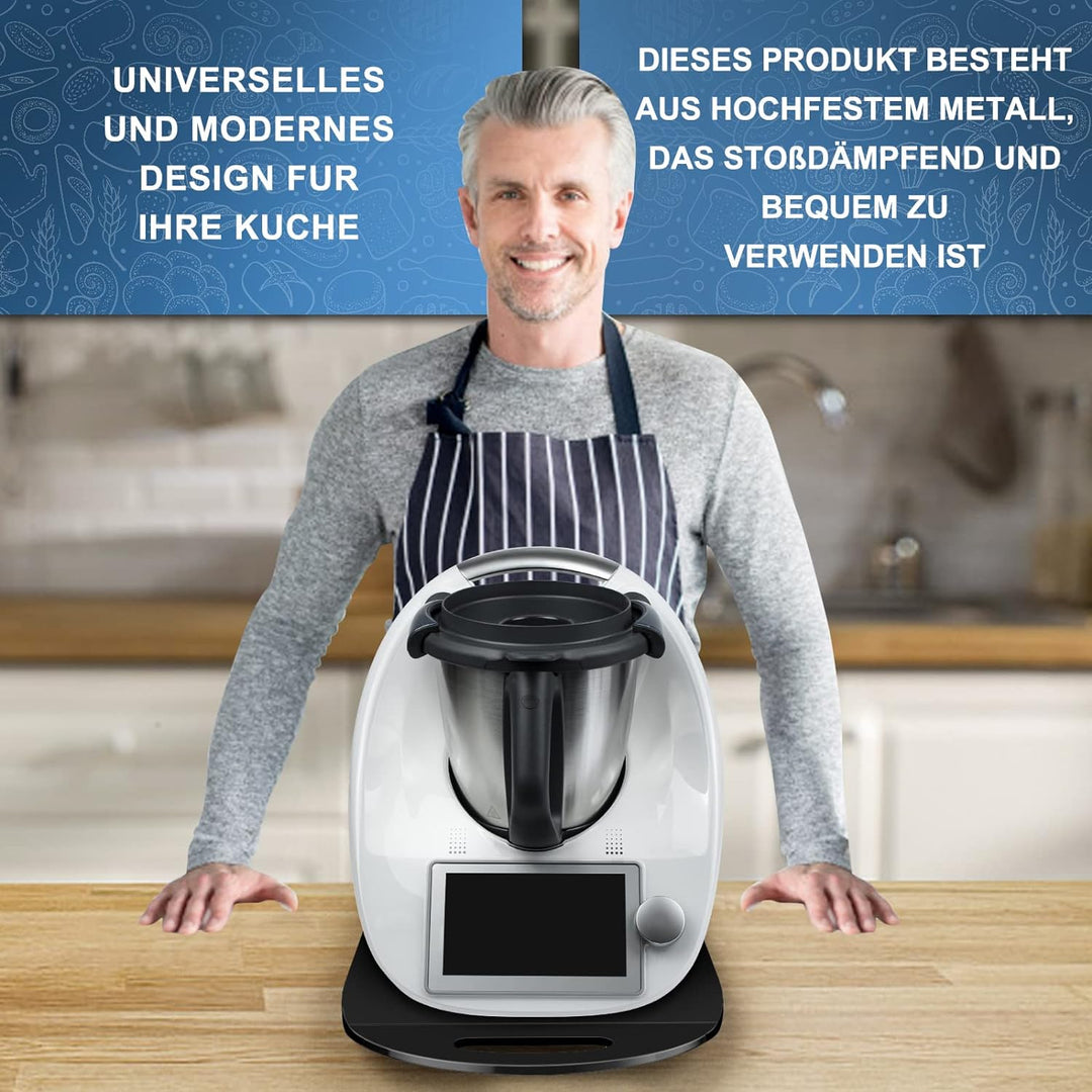 bonna Gleitbrett für Thermomix TM6, TM5, Thermomix Gleitbrett mit Premium-Verbundmetall - (Schwarz),