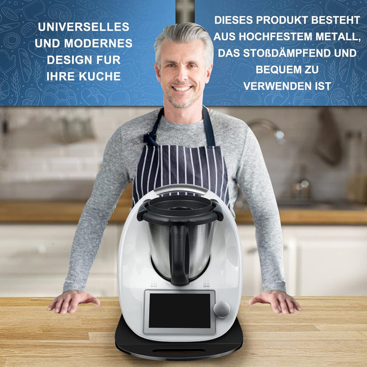 bonna Gleitbrett für Thermomix TM6, TM5, Thermomix Gleitbrett mit Premium-Verbundmetall - (Schwarz),